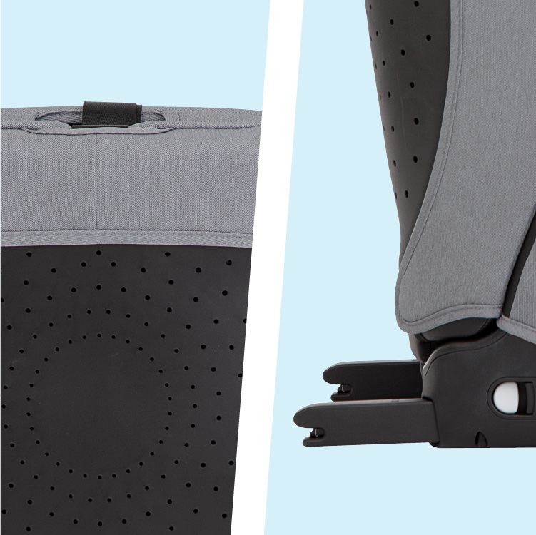 Close up of the ISOFIX connectors and top tether on Graco’s Energi i-Size R129 car seat