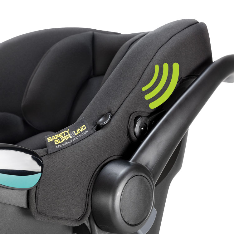 Close up view of the Safety Surround™ Side Impact Protection on Graco SnugLite i-Size R129 infant car seat