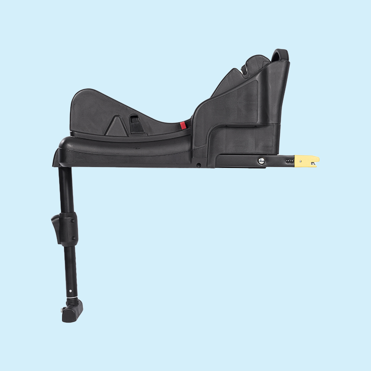 Plano de perfil de la base para silla de coche Graco® SnugRide® i-Size R129 sobre fondo azul
