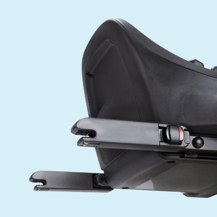 Close up of the ISOFIX connectors on Graco SnugTurn i-Size R129 rotating ISOFIX base